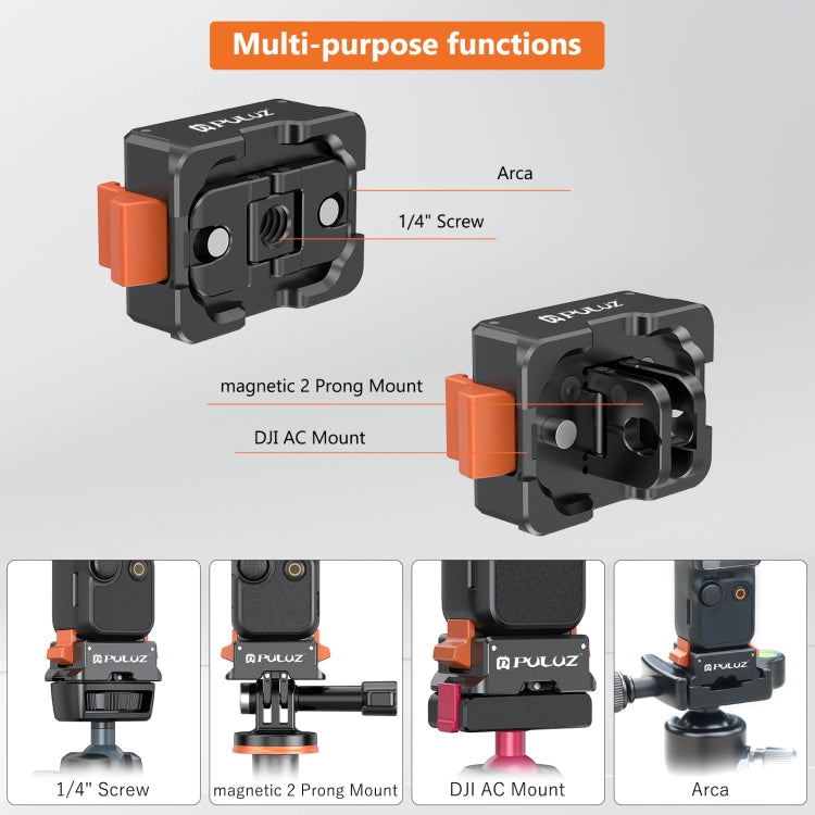 Adaptador de montaje de liberación rápida PULUZ para DJI Osmo Pocket 3 (negro) — imagen 4