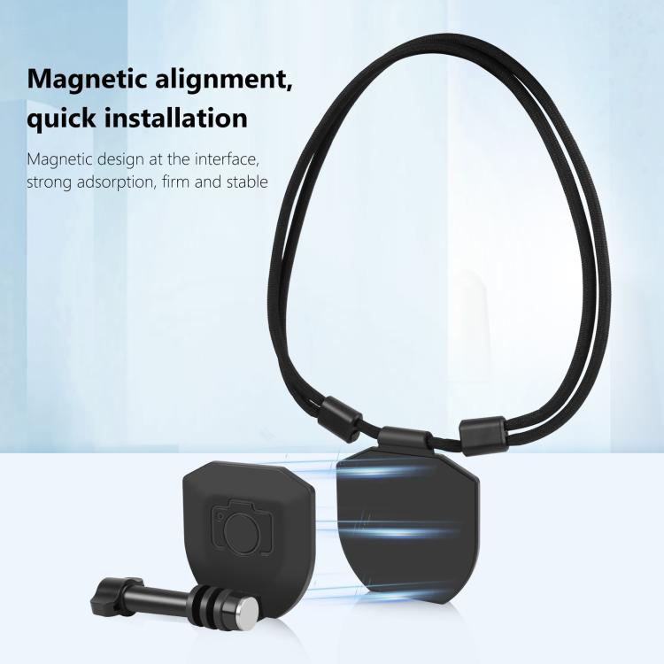 Soporte magnético para cuello para cámara de acción PULUZ Correa para el cuello Vlog POV para DJI Osmo Action (negro) — imag…
