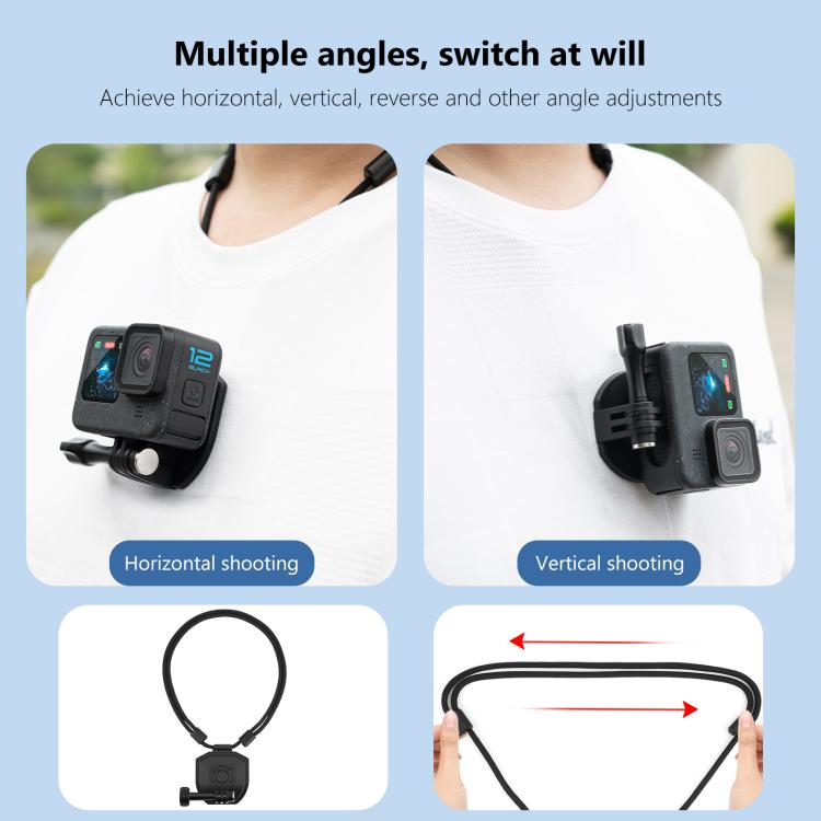 Soporte magnético para cuello para cámara de acción PULUZ Correa para el cuello Vlog POV para DJI Osmo Action (negro) — imag…