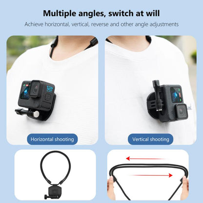 Soporte magnético para cuello para cámara de acción PULUZ Correa para el cuello Vlog POV para DJI Osmo Action (negro) — imag…