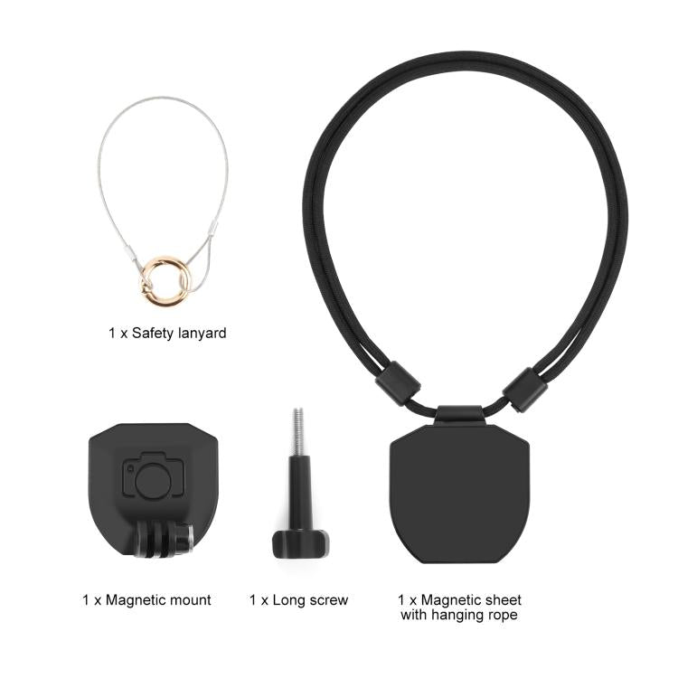 Soporte magnético para cuello para cámara de acción PULUZ Correa para el cuello Vlog POV para DJI Osmo Action (negro) — imag…
