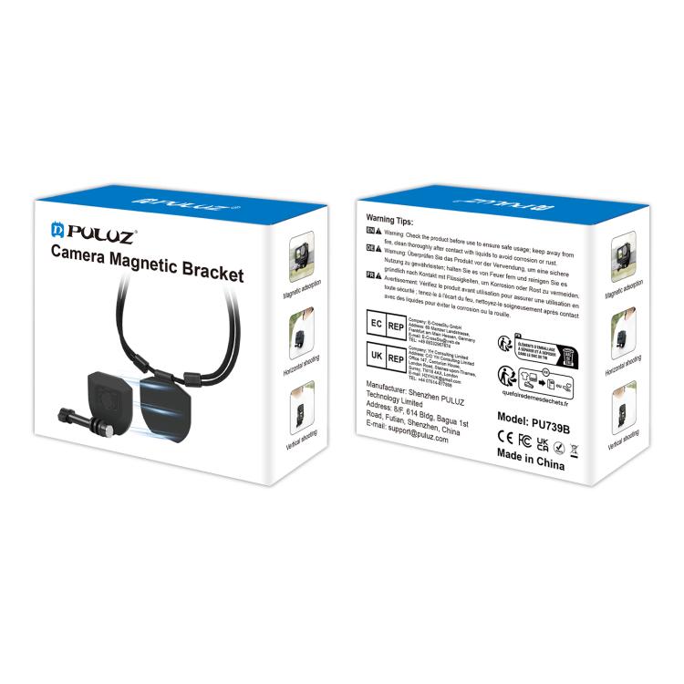 Soporte magnético para cuello para cámara de acción PULUZ Correa para el cuello Vlog POV para DJI Osmo Action (negro) — imag…