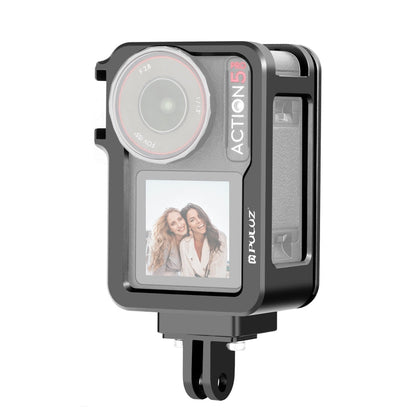 Marco adaptador de expansión de jaula de metal PULUZ con zapata fría para DJI Osmo Action 5 (negro)