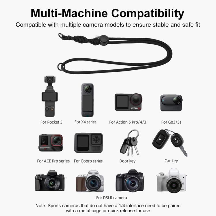 Correa deportiva PULUZ para cámara, larga, ajustable y antipérdida, para / Insta360 X4 para DJI Osmo Pocket 3 (negra) — imag…