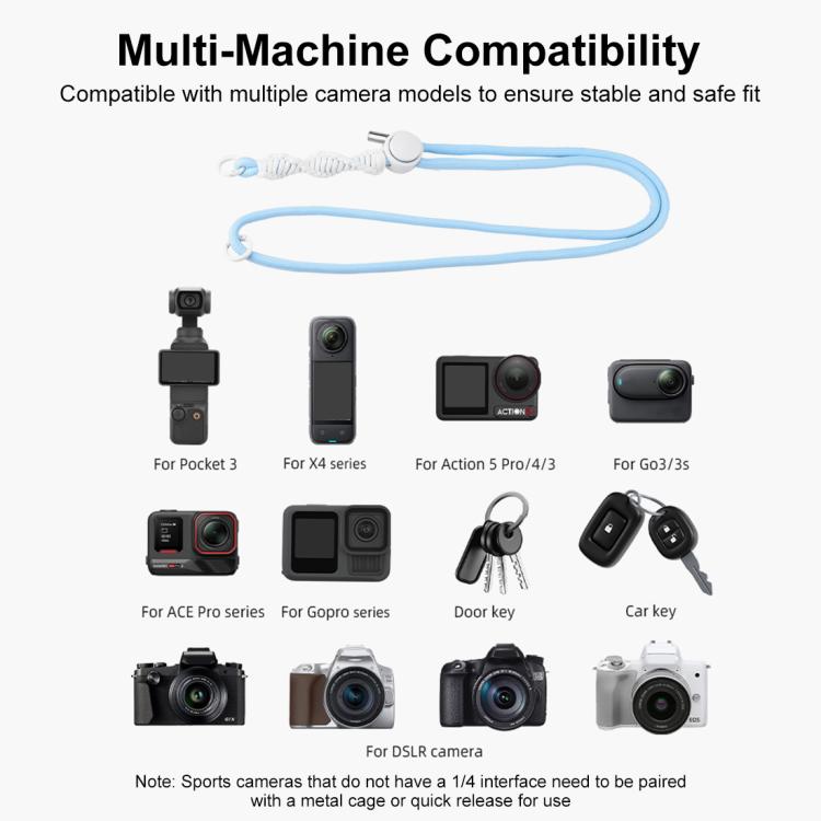 Correa deportiva PULUZ para cámara, larga, ajustable y antipérdida, para / Insta360 X4 para DJI Osmo Pocket 3 (azul) — image…