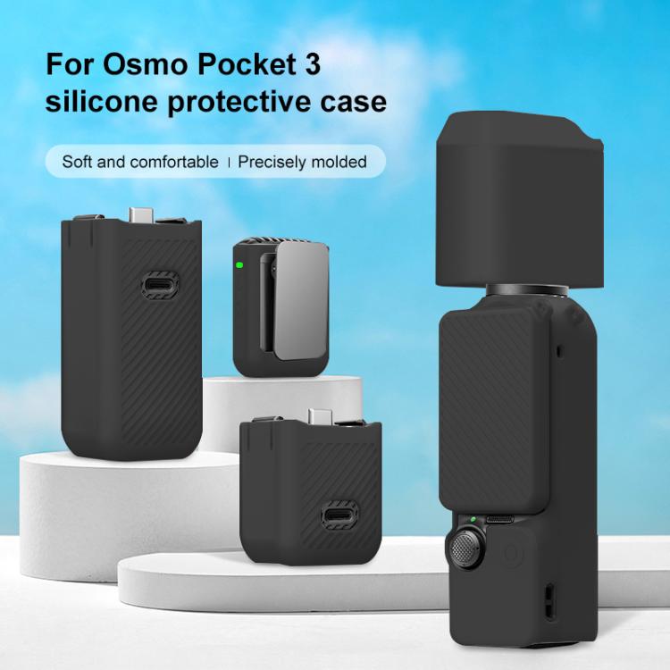 Lente PULUZ 6 en 1 Cuerpo Mango Pantalla Micrófono Cubierta de silicona TPU para DJI Osmo Pocket 3 (Negro) — imagen 2