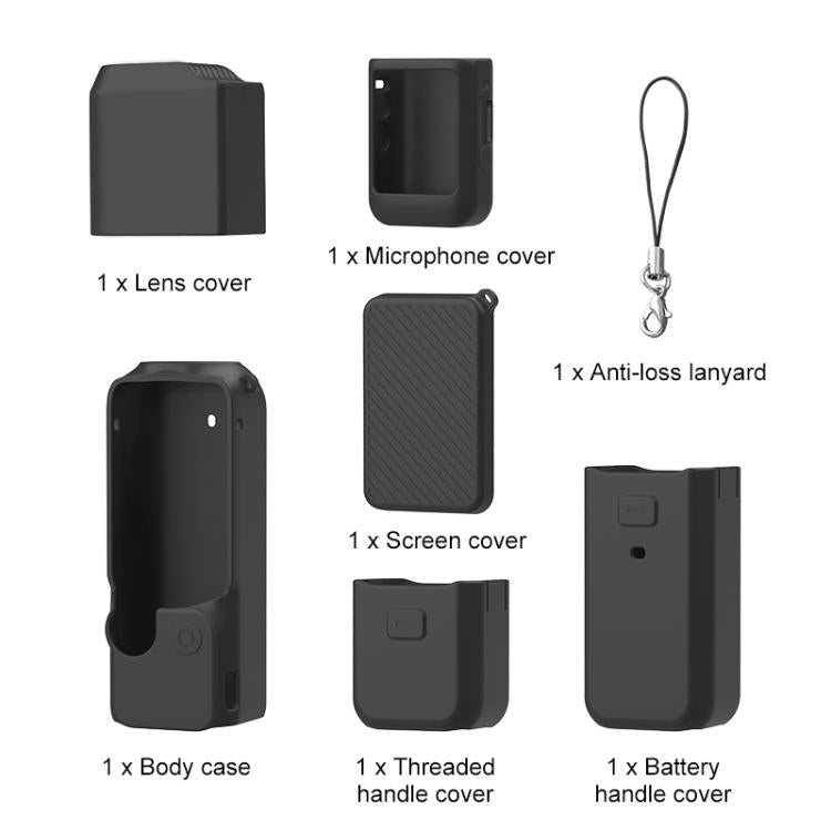 Lente PULUZ 6 en 1 Cuerpo Mango Pantalla Micrófono Cubierta de silicona TPU para DJI Osmo Pocket 3 (Negro) — imagen 11