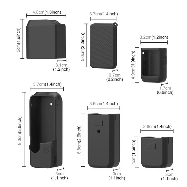 Lente PULUZ 6 en 1 Cuerpo Mango Pantalla Micrófono Cubierta de silicona TPU para DJI Osmo Pocket 3 (Negro) — imagen 3