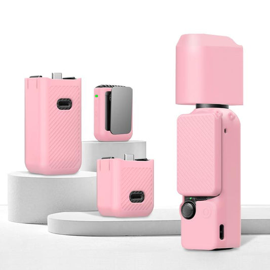 Lente PULUZ 6 en 1 Cuerpo Mango Pantalla Micrófono Funda de silicona TPU para DJI Osmo Pocket 3 (Rosa)