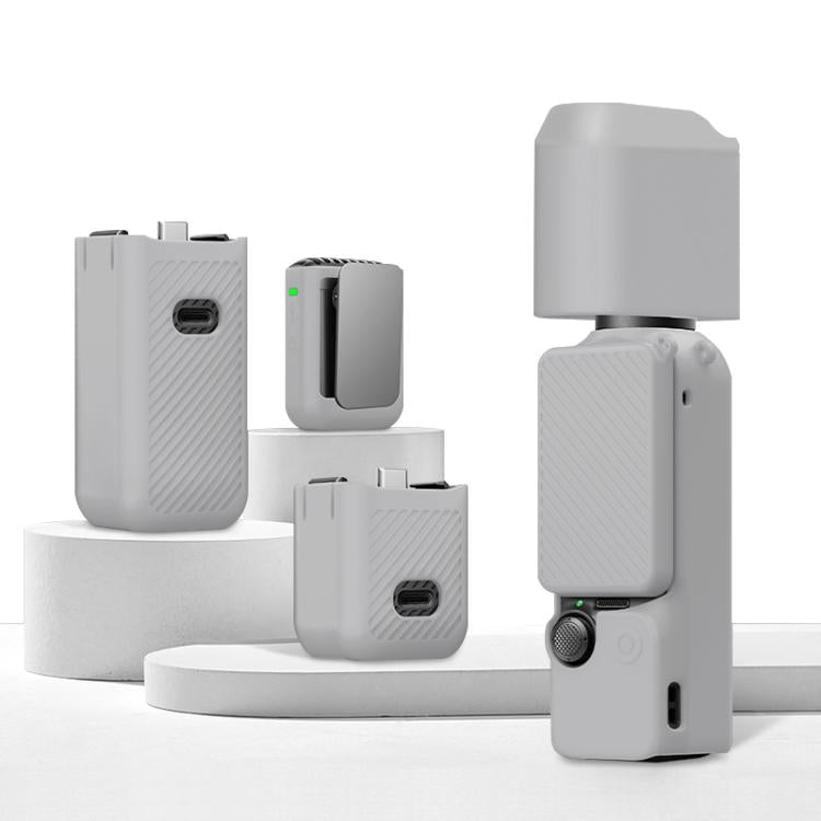 Lente PULUZ 6 en 1 Cuerpo Mango Pantalla Micrófono Funda de silicona TPU para DJI Osmo Pocket 3 (gris)