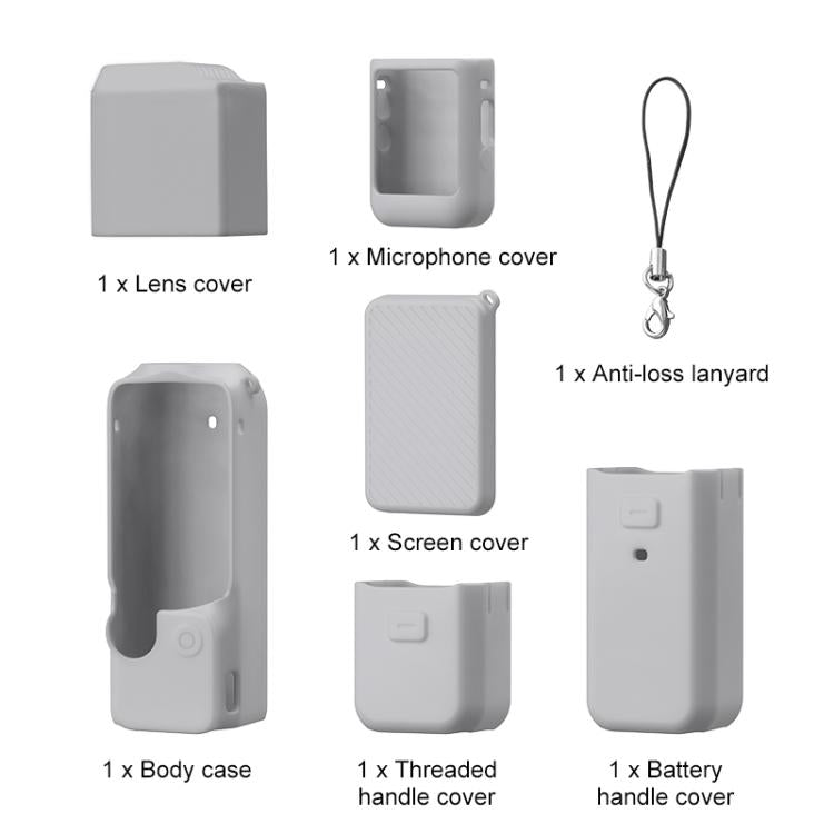Lente PULUZ 6 en 1 Cuerpo Mango Pantalla Micrófono Funda de silicona TPU para DJI Osmo Pocket 3 (gris) — imagen 11