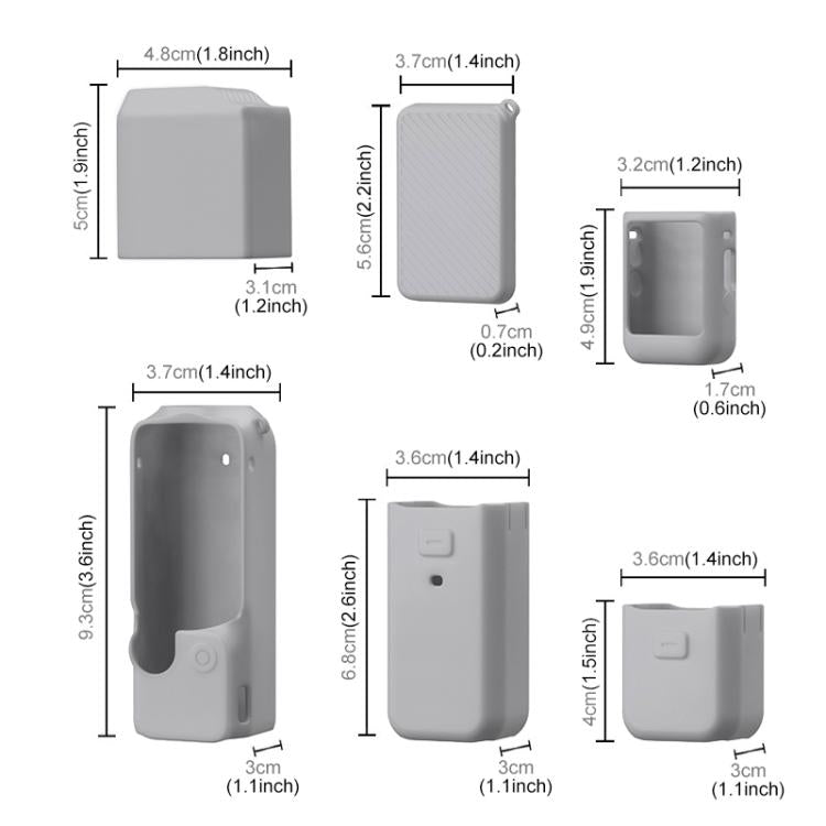 Lente PULUZ 6 en 1 Cuerpo Mango Pantalla Micrófono Funda de silicona TPU para DJI Osmo Pocket 3 (gris) — imagen 3