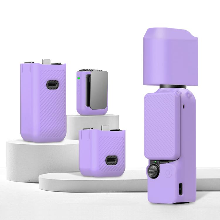 Lente PULUZ 6 en 1 Cuerpo Mango Pantalla Micrófono Funda de silicona TPU para DJI Osmo Pocket 3 (Morado)