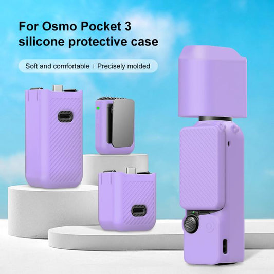 Lente PULUZ 6 en 1 Cuerpo Mango Pantalla Micrófono Funda de silicona TPU para DJI Osmo Pocket 3 (Morado) — imagen 2
