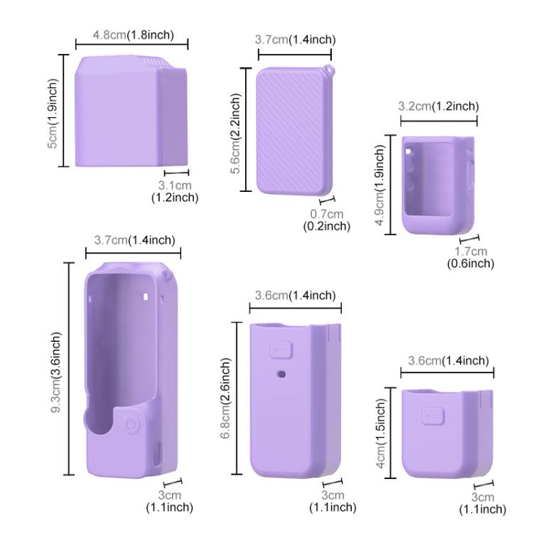 Lente PULUZ 6 en 1 Cuerpo Mango Pantalla Micrófono Funda de silicona TPU para DJI Osmo Pocket 3 (Morado) — imagen 3