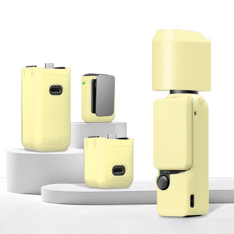 Lente PULUZ 6 en 1 Cuerpo Mango Pantalla Micrófono Funda de silicona TPU para DJI Osmo Pocket 3 (Amarillo)