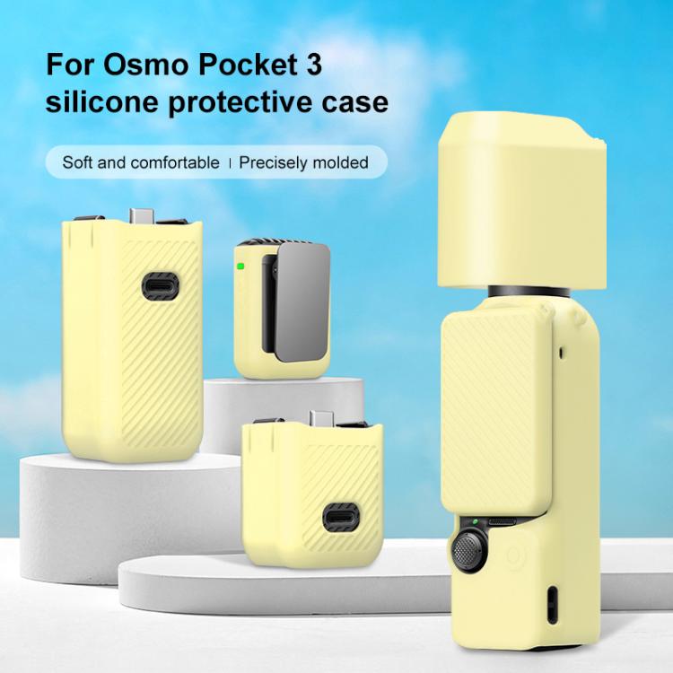 Lente PULUZ 6 en 1 Cuerpo Mango Pantalla Micrófono Funda de silicona TPU para DJI Osmo Pocket 3 (Amarillo) — imagen 2