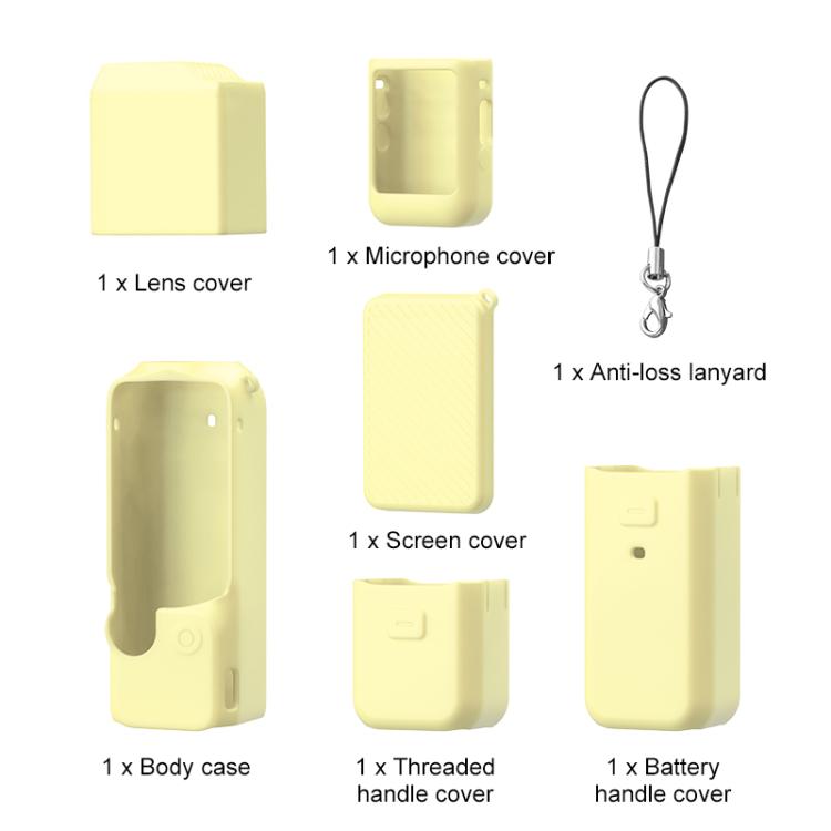 Lente PULUZ 6 en 1 Cuerpo Mango Pantalla Micrófono Funda de silicona TPU para DJI Osmo Pocket 3 (Amarillo) — imagen 11
