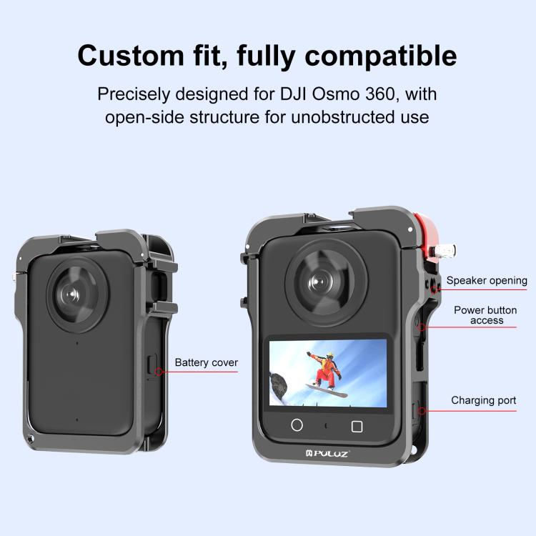 Marco de expansión de jaula protectora de aleación de aluminio PULUZ para DJI Osmo 360 (negro) — imagen 6