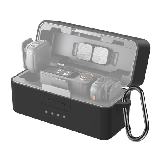 Estuche de carga PULUZ, funda protectora de silicona a prueba de arañazos para DJI Mic 3 (negro)