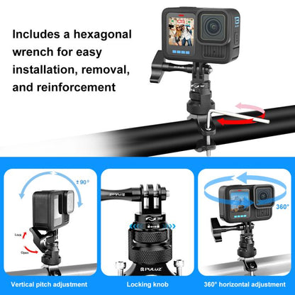 Adaptador de manillar de aluminio PULUZ con rotación de 360 grados para motocicleta con tornillo para GoPro, Insta360, y otr…