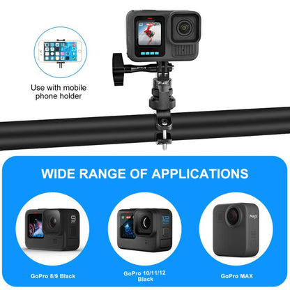 Adaptador de manillar de aluminio PULUZ con rotación de 360 grados para motocicleta con tornillo para GoPro, Insta360, y otr…
