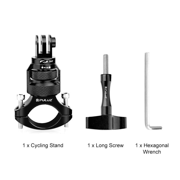 Adaptador de manillar de aluminio PULUZ con rotación de 360 grados para motocicleta con tornillo para GoPro, Insta360, y otr…