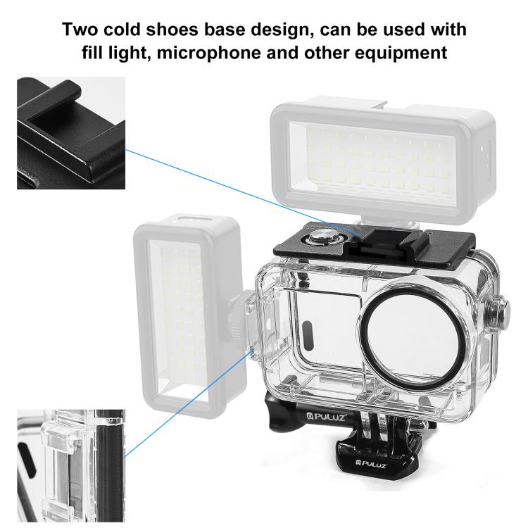 Carcasa PULUZ 40m impermeable subacuática funda de buceo con zapata fría y hebilla montaje básico y tornillo para DJI Osmo A…