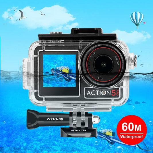 Carcasa PULUZ 40m impermeable subacuática funda de buceo con zapata fría y hebilla montaje básico y tornillo para DJI Osmo A…