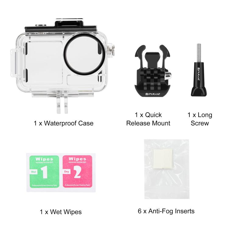 Carcasa PULUZ 40m impermeable subacuática funda de buceo con zapata fría y hebilla montaje básico y tornillo para DJI Osmo A…