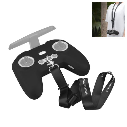 Funda FPV Combo Control remoto PULUZ protectora de silicona con correa para el cuello (Negro)