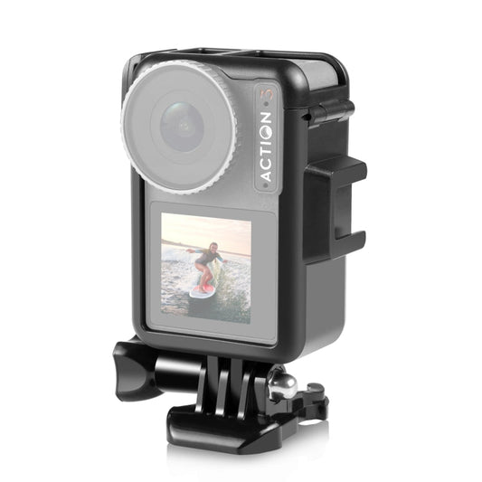 Jaula de marco 3 PULUZ protector de plástico vertical con zapatos fríos para DJI Osmo Action 4 (negro)