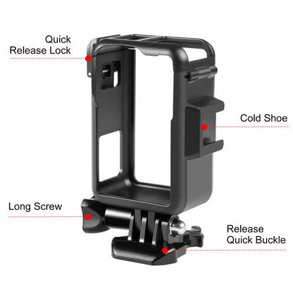 Jaula de marco 3 PULUZ protector de plástico vertical con zapatos fríos para DJI Osmo Action 4 (negro) — imagen 3