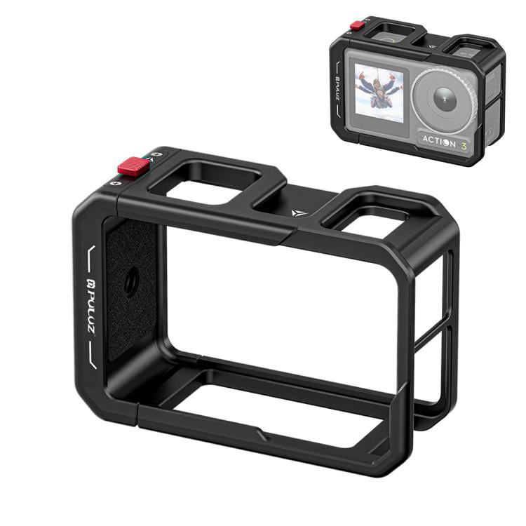 Marco adaptador de expansión de jaula de aleación de aluminio con cubierta de lente para DJI Osmo Action 5 (negro)