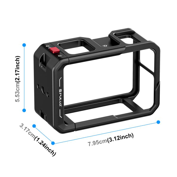 Marco adaptador de expansión de jaula de aleación de aluminio con cubierta de lente para DJI Osmo Action 5 (negro) — imagen 2