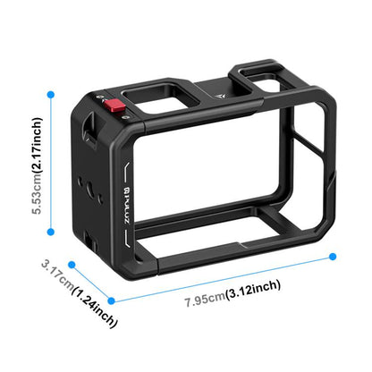 Marco adaptador de expansión de jaula de aleación de aluminio con cubierta de lente para DJI Osmo Action 5 (negro) — imagen 2