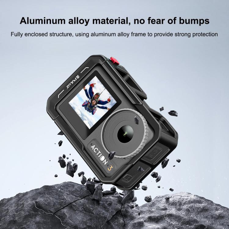 Marco adaptador de expansión de jaula de aleación de aluminio con cubierta de lente para DJI Osmo Action 5 (negro) — imagen 4