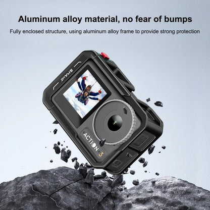Marco adaptador de expansión de jaula de aleación de aluminio con cubierta de lente para DJI Osmo Action 5 (negro) — imagen 4