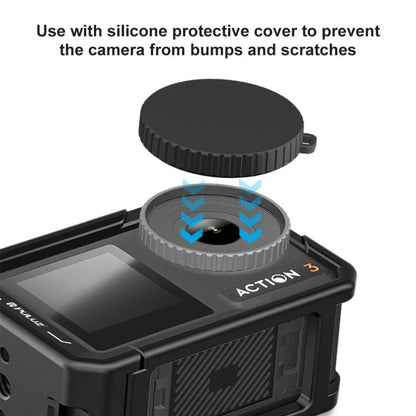 Marco adaptador de expansión de jaula de aleación de aluminio con cubierta de lente para DJI Osmo Action 5 (negro) — imagen 5