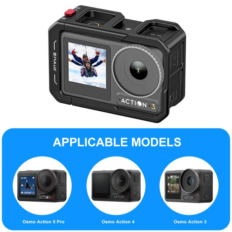 Marco adaptador de expansión de jaula de aleación de aluminio con cubierta de lente para DJI Osmo Action 5 (negro) — imagen 6