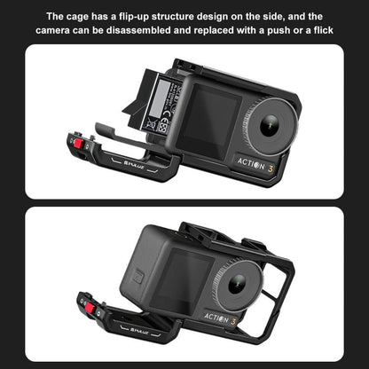 Marco adaptador de expansión de jaula de aleación de aluminio con cubierta de lente para DJI Osmo Action 5 (negro) — imagen 7