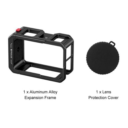 Marco adaptador de expansión de jaula de aleación de aluminio con cubierta de lente para DJI Osmo Action 5 (negro) — imagen 9