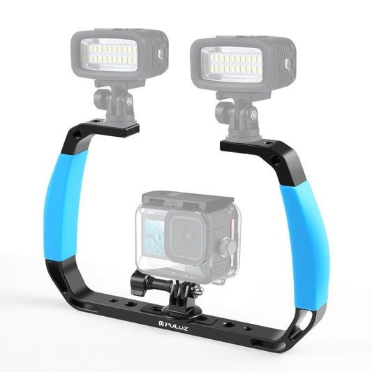 Soporte de buceo [US Almacén] PULUZ - submarino de aleación de aluminio con dos asas de silicona para GoPro,, Insta360 y otr…