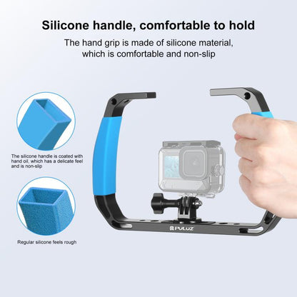 Soporte de buceo [US Almacén] PULUZ - submarino de aleación de aluminio con dos asas de silicona para GoPro,, Insta360 y otr…
