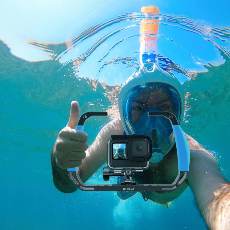 Soporte de buceo [US Almacén] PULUZ - submarino de aleación de aluminio con dos asas de silicona para GoPro,, Insta360 y otr…