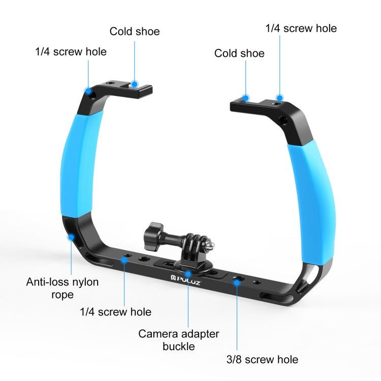 PULUZ Asas dobles de silicona Plataforma de buceo subacuático de aleación de aluminio para GoPro,, Insta360 y otras cámaras……