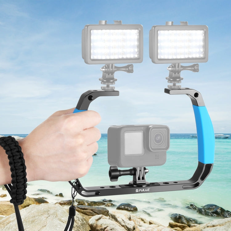 PULUZ Asas dobles de silicona Plataforma de buceo subacuático de aleación de aluminio para GoPro,, Insta360 y otras cámaras……
