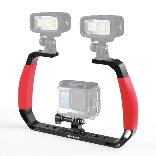 Soporte de buceo [US Almacén] PULUZ - submarino de aleación de aluminio con dos asas de silicona para GoPro,, Insta360 y otr…