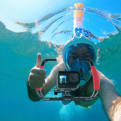 Soporte de buceo [US Almacén] PULUZ - submarino de aleación de aluminio con dos asas de silicona para GoPro,, Insta360 y otr…