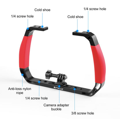 PULUZ Asas dobles de silicona Plataforma de buceo subacuático de aleación de aluminio para GoPro,, Insta360 y otras cámaras……